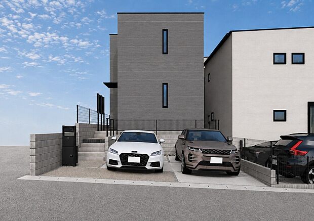 【外観パース　C号棟】未完成物件のため、モデルハウスへのご案内も致します！
お気軽に「0120-689-051」へご連絡下さい。
