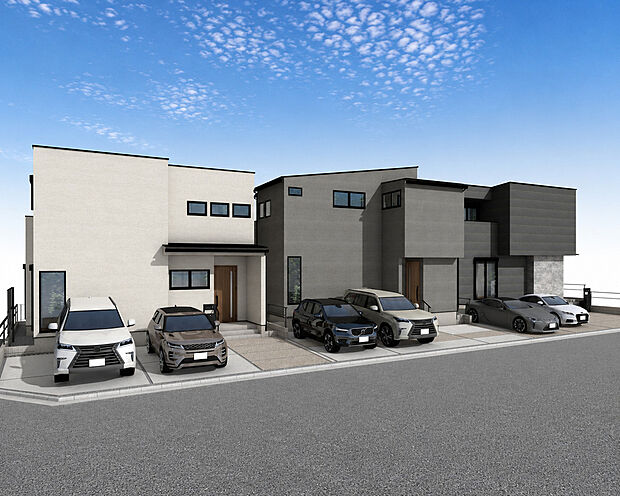 【外観パース 右からA・B・C号棟】お気軽にアールプランナー不動産名古屋西営業所【0120-401-500】までお問い合わせください。