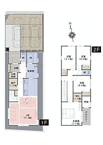 ■リビングを通って階段があるため家族の様子が分かりコミュニケーションにもつながります。
■全居室収納付きで家族全員の持ち物がすっきり片付く 