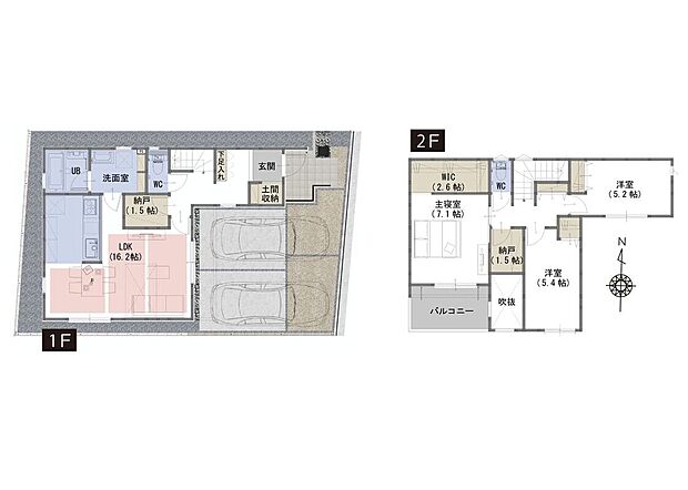 【3LDK+2S】■家事導線を考えた間取
■リビングにいるご家族の様子がわかる対面キッチン