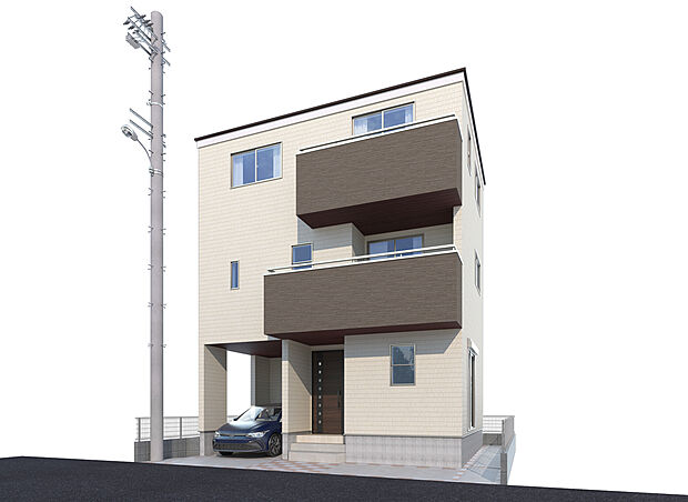 【外観完成予想パース】
≪現地ご案内は便利なネット予約も可能です！お気軽にお問い合わせください♪≫
都心方面にスムーズアクセス！ＪＲ武蔵野線「三郷」駅まで徒歩13分♪