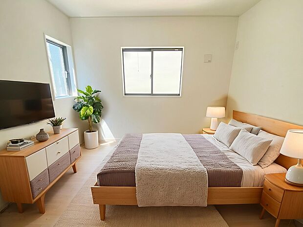 ≪Room≫
心地良い風を感じられる２面採光！風通しがよく効果的に空気の入れ替えができます☆
※家具をCGで加工しており、家具付き販売ではございません。