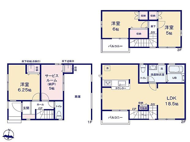 (1号棟)、価格6990万円、3LDK+S、土地面積69m2、建物面積110.16m2
