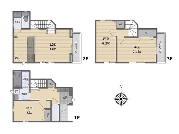 (A号棟)、価格4990万円、2LDK+S、土地面積62.95m2、建物面積87.45m2