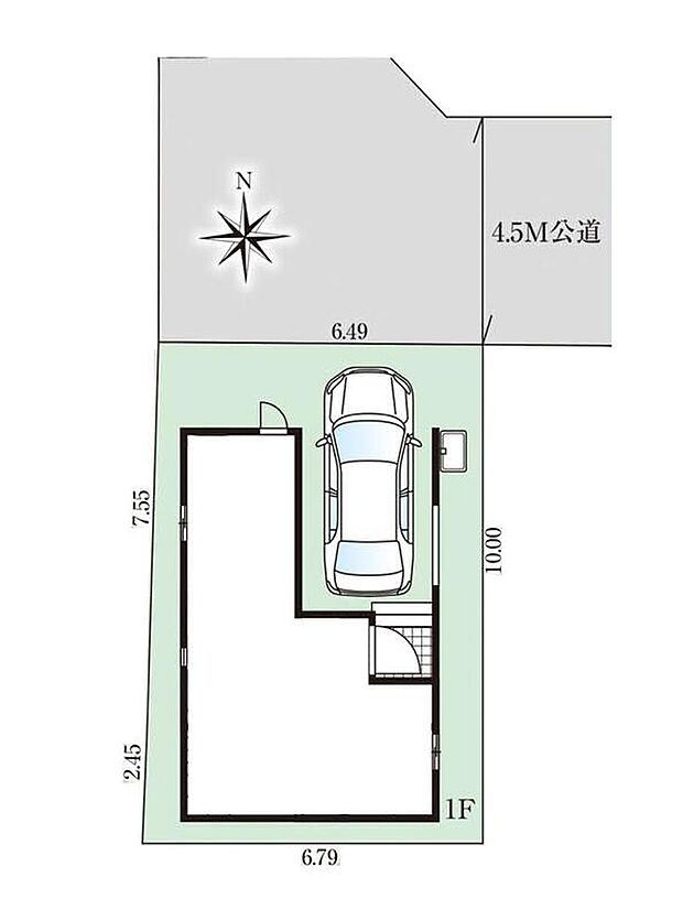 ≪全体区画図≫
愛車を埃や強い陽射しから守るビルトインガレージ。玄関からの距離も近いので雨の日や荷物が多い日の乗り降りもスムーズです♪