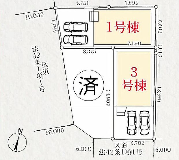 ≪全体区画図≫
つくばエクスプレス「六町」駅歩19分♪バス便利用可◎カースペースはゆとりある並列2台分確保しております!