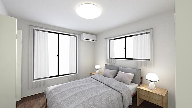 ≪Room≫
2面採光で陽当たり通風良好♪
※現況の物件写真に、CG による画像処理を行っています。家具、家電、照明器具、小物、カーテン、その他のイメージはCG です。