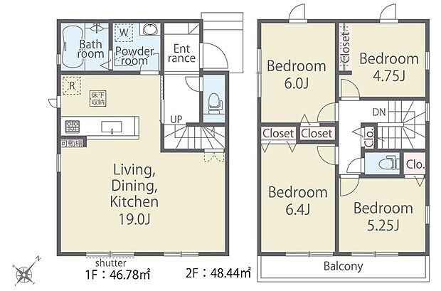 (1号棟)、価格4390万円、4LDK、土地面積121.6m2、建物面積95.22m2