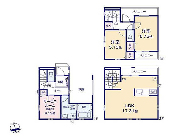 (A号棟)、価格5390万円、2LDK+S、土地面積98.84m2、建物面積57.6m2