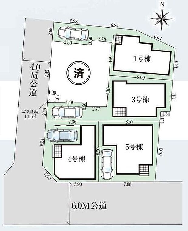 ≪全体区画図≫全邸カースペース完備♪(※車種による)