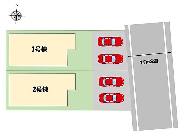 ≪全体区画図≫全邸 高さを気にせず駐車できるカースペース2台分完備!(※車種制限がある場合がございます。)
