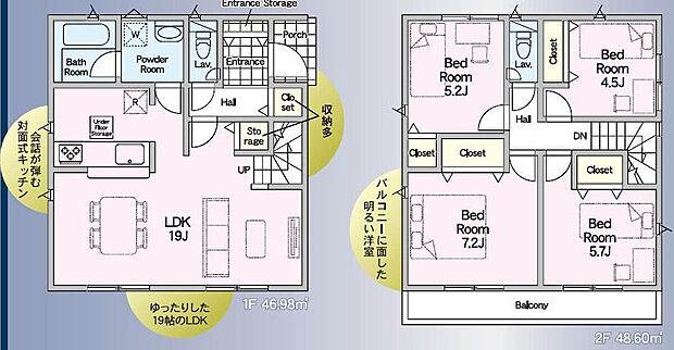 (1号棟)、4LDK、土地面積117.08m2、建物面積95.58m2