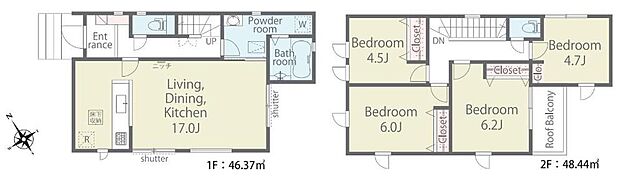 (1号棟)、4LDK、土地面積108.4m2、建物面積94.81m2