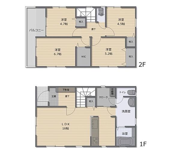 (2号棟)、4LDK、土地面積93.05m2、建物面積92.34m2