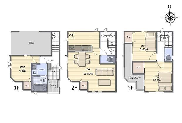 (A号棟)、3LDK、土地面積49.31m2、建物面積100.3m2