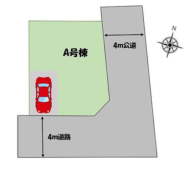 ≪全体区画図≫
カースペース1台♪
陽当たり・風通し共に良好な角地の物件です♪