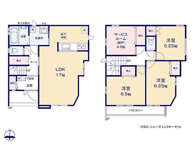 【3LDK+S】2階に4部屋がまとまった3SLDK♪
家族団らんの空間と、ご家族それぞれのプライベート空間の両立がしやすいです♪