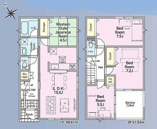 【4LDK】ゆったり寛げる和室付き。赤ちゃんの寝かしつけ、ちょっと寛ぐのに丁度いい空間です。奥行きのある広々インナーバルコニーは、シーツなどの大物もラクラク干すことができます♪
