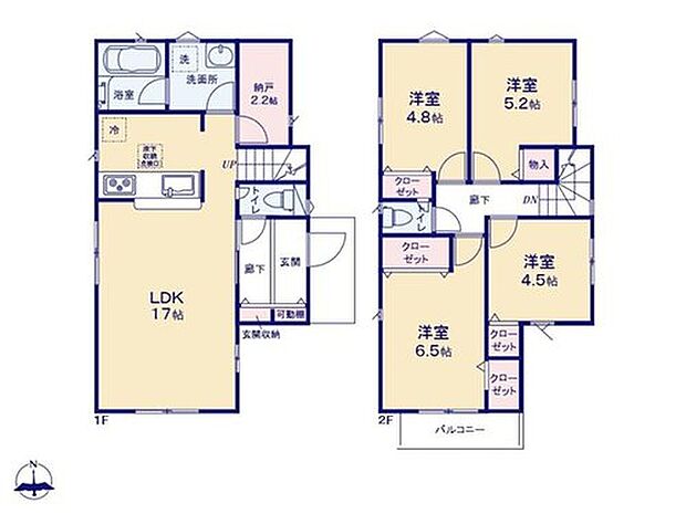 【4LDK+S】キッチン横の納戸は棚を設置して食品や日用品をしまうパントリーとしても最適！