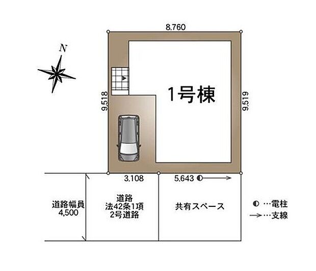 【全体区画図】カースペース完備しております。
住人以外の車の進入も少なく、小さなお子様を持つご家庭にも安心♪