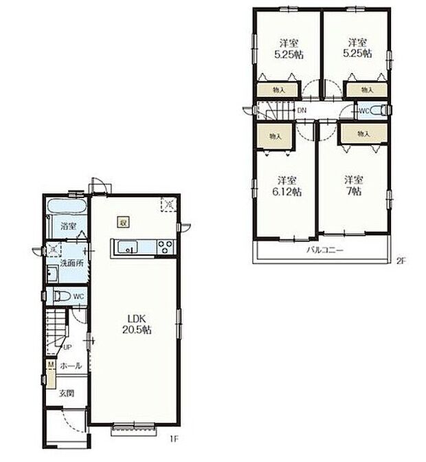 【4LDK】キッチン・洗面所・浴室の水回りがまとまった機能的なレイアウト。調理しながら洗濯機を回したり、お風呂掃除をしたりの「ながら家事」で、家事の時短を実現できそうです♪