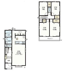 キッチンには大型パントリー付き。家族が多いとすぐなくなってしまう水や食材をまとめ買いしても置き場所に困らないのはうれしいですね！勝手口もあり、ゴミ出しや換気に便利です☆ 