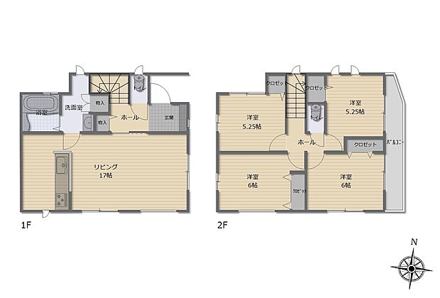 【3LDK+S】キッチン・洗面所・浴室の水回りがまとまった機能的なレイアウト。調理しながら洗濯機を回したり、お風呂掃除をしたりの「ながら家事」で、家事の時短を実現できそうです♪
