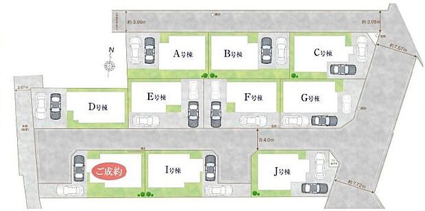 【全体区画図】新たな出会いも楽しみな全10棟のコミュニティ♪「大場川」停歩3分よりつくばエクスプレス「八潮」駅バス11分／ＪＲ常磐線「金町」駅バス17分！