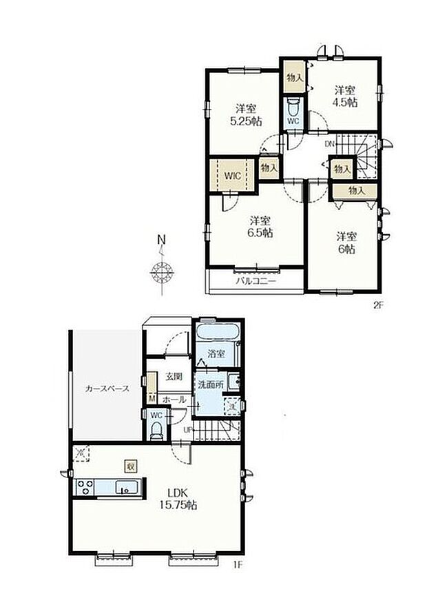 【4LDK】☆2階に居室をまとめた4LDKプラン♪
☆3面採光のリビングは明るく開放的♪
☆全居室2面採光の明るい間取り♪
☆主寝室にはウォークインクローゼット完備！