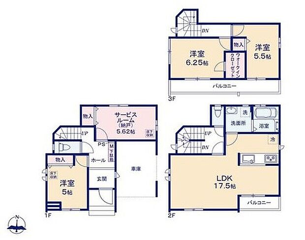 【3LDK+S】納戸完備で収納力抜群◎
17.5帖の広々リビングは2階に配置し、光をたっぷり取り込めます!
主寝室には衣類の収納に便利なウォークインクローゼットも♪
