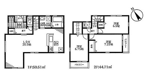 【3LDK】広々20.5帖のLDK!対面キッチンからはLDK全体を見渡せます♪洋室を2階に集約し、プライバシーにも配慮した間取りプラン。各居室には収納を完備!お部屋をスッキリとご使用いただけます♪