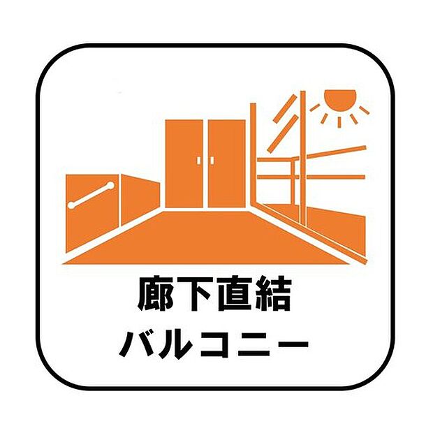 【【廊下直結バルコニー】】居室を通ってからバルコニーに出るタイプの間取りより、断然家事動線がスムーズです!布団等のかさばる物を干す際にも移動が楽ちんです♪