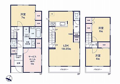 道路からのプライバシーを確保しやすい「2階リビング」を採用♪広々18.25帖のLDK！家事を手助けする「食洗機」付き♪各居室に収納を完備！お部屋をスッキリご使用頂けます♪ 