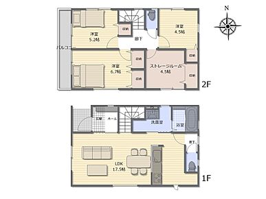 広々17.5帖のLDK！対面キッチンからはLDK全体を見渡せます♪家族のコミュニケーションが深まるリビングイン階段♪2部屋から出入り可能な広々バルコニーを備えているので、大量の洗濯物も楽々です♪ 
