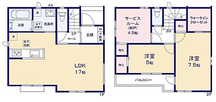 広々17帖のLDK！対面キッチンからはLDK全体を見渡せます♪WICをはじめ充実の収納設計♪2部屋から出入り可能な広々としたバルコニーがあるので大量の洗濯物も楽々です♪ 