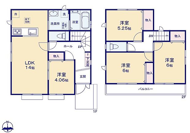 （B号棟）4LDK、土地面積142.36m2、建物面積86.96m2