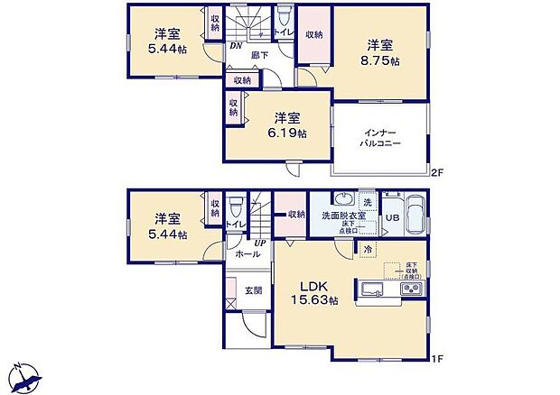 (１号棟)、価格2890万円、4LDK、土地面積129.76m2、建物面積110.55m2