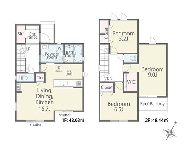 (2号棟)、3LDK、土地面積105.78m2、建物面積96.47m2