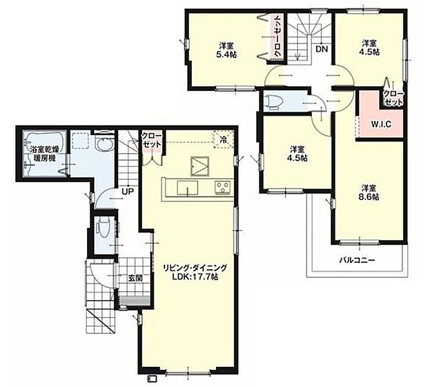 (1号棟)、価格5499万円、4LDK、土地面積128.51m2、建物面積94.14m2