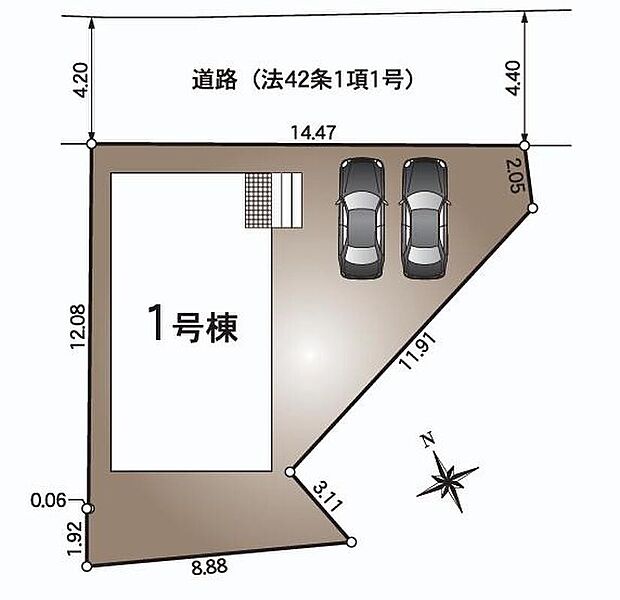 【区画図】尾張旭市印場元町北山第1 限定1棟☆
並列2台駐車可能♪