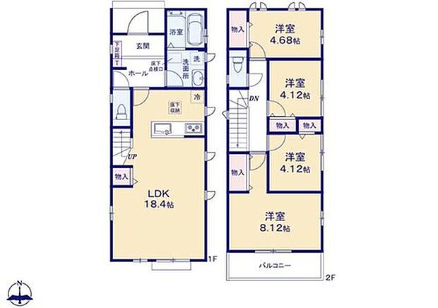 【4LDK】対面式キッチン仕様の約18.4帖のリビング♪
パントリー替わりにもなる便利なリビング収納付き♪
各居室に収納完備でお部屋が片付けやすい♪
日当たり良好な南向きのワイドバルコニー♪