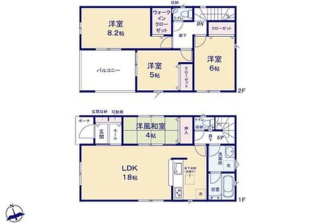【4LDK】広々寛ぎの18帖のリビング♪
リビングに隣接したホッと一息着ける4帖の和室♪
大きな荷物も収納可能なウォークインクローゼット付き♪
2部屋からアクセスできる広々インナーバルコニー♪