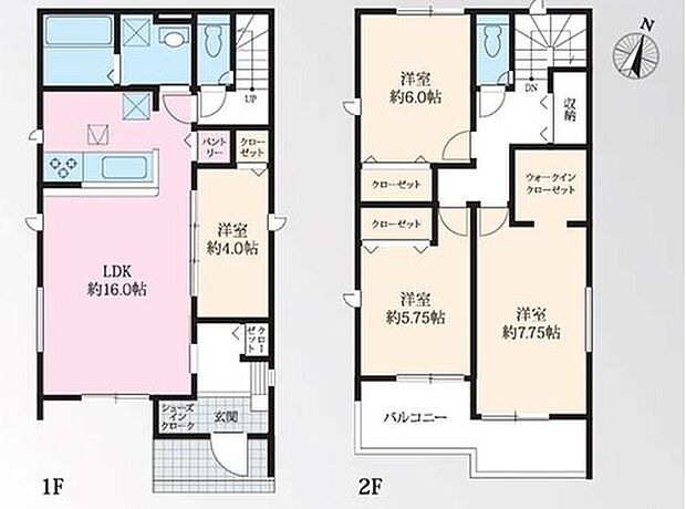 【4LDK】対面式キッチン仕様の開放的な１６帖のリビング♪
パントリー収納付き♪
大きな荷物も収納可能なウォークインクローゼット♪
南向きで日当たり良好♪