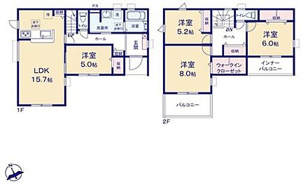 対面式キッチン仕様の広々１５．７帖の明るいリビング♪
大きな荷物も収納可能なウォークインクローゼット付き♪
リビングや廊下、各居室に収納スペースが充実♪
日当たり良好な２つの南向きバルコニー♪ 