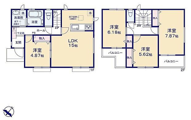【4LDK】対面式キッチン仕様の明るい１５帖のリビング♪
各居室に収納スペースが充実♪
全４部屋あり、プライベート空間が充実♪
日当たり良好な南向きのバルコニー♪