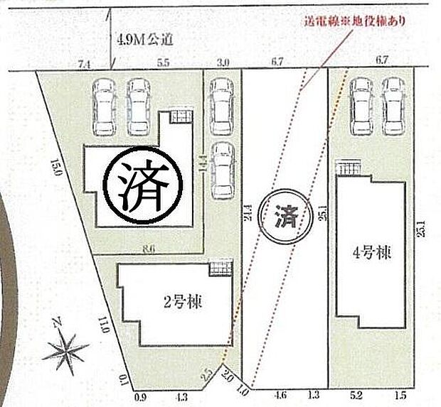 【全体区画図】瀬戸市高根町3期4棟
1号棟 ご成約済み
2号棟 2,700万円
3号棟 ご成約済み
4号棟 3,180万円