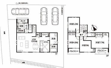 対面式キッチン仕様の広々１９．５帖の明るいリビング♪
玄関がスッキリ片付く土間収納付き♪
可動棚付きで収納便利なパントリー付き♪
日当たり良好な２つの南西向きバルコニー♪ 