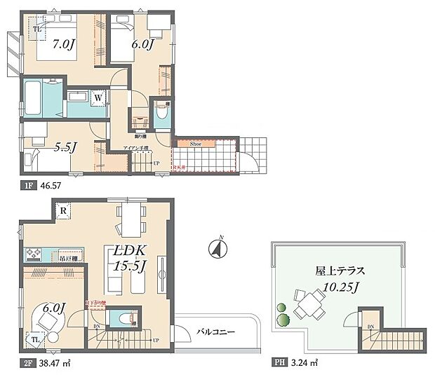【4LDK】暮らしの快適性・居心地の良い住空間設計です。リビングを中心に、ご家族皆様が充実の暮らしをお送りいただけるプランニングです。