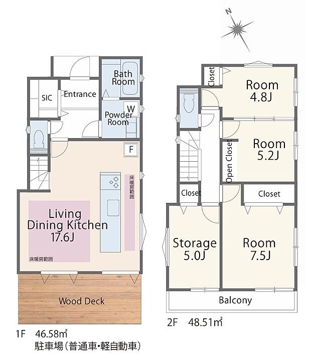 【4LDK】暮らしの快適性・居心地の良い住空間設計です。リビングを中心に、ご家族皆様が充実の暮らしをお送りいただけるプランニングです。
