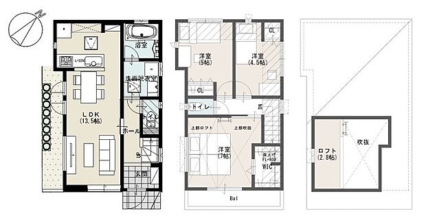 【3LDK】暮らしの快適性・居心地の良い住空間設計です。リビングを中心に、ご家族皆様が充実の暮らしをお送りいただけるプランニングです。